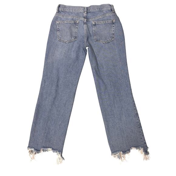 Free People Distressed Crop Jeans Light Wash Raw Hem Ripped Knee Boho Style - Picture 3 of 6
